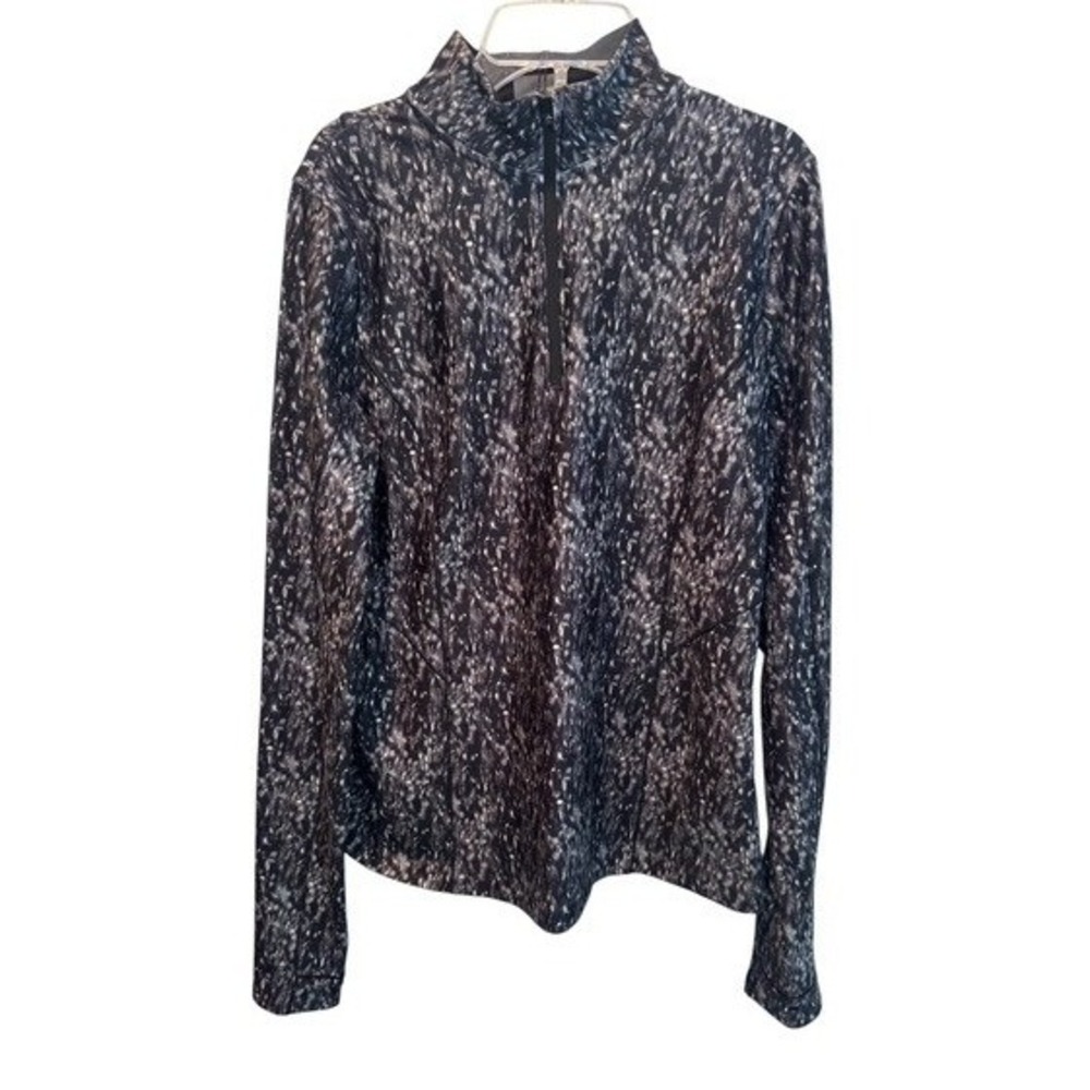CALIA Womens Cold Weather 1/2 Zip Pullover Black Combo Speckled Top M NEW